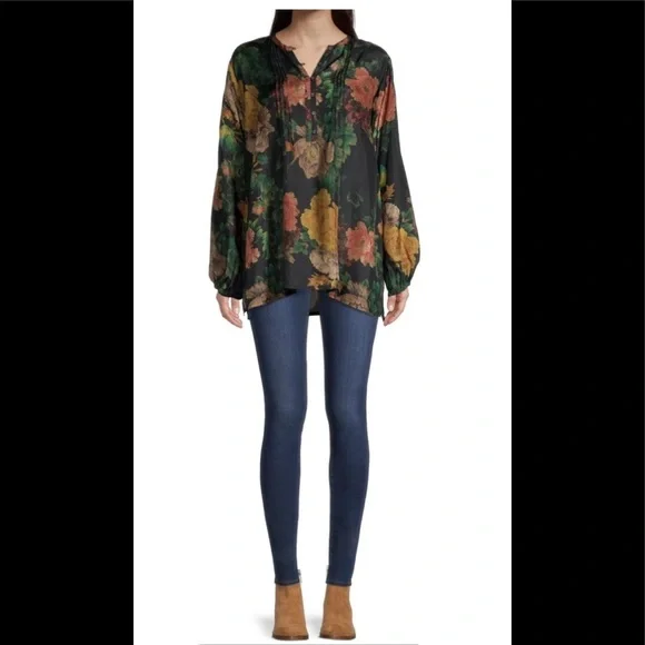 🔥🔥NWT Johnny Was Bayani Colorful Floral Printed Silk Tunic Size Medium - Picture 5 of 13